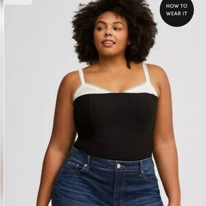 torrid Black buster with White cami straps